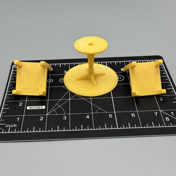 Sylvanian Families Calico Critters Yellow Table 2 Chairs Replacement Toy Parts - Picture 5 of 10